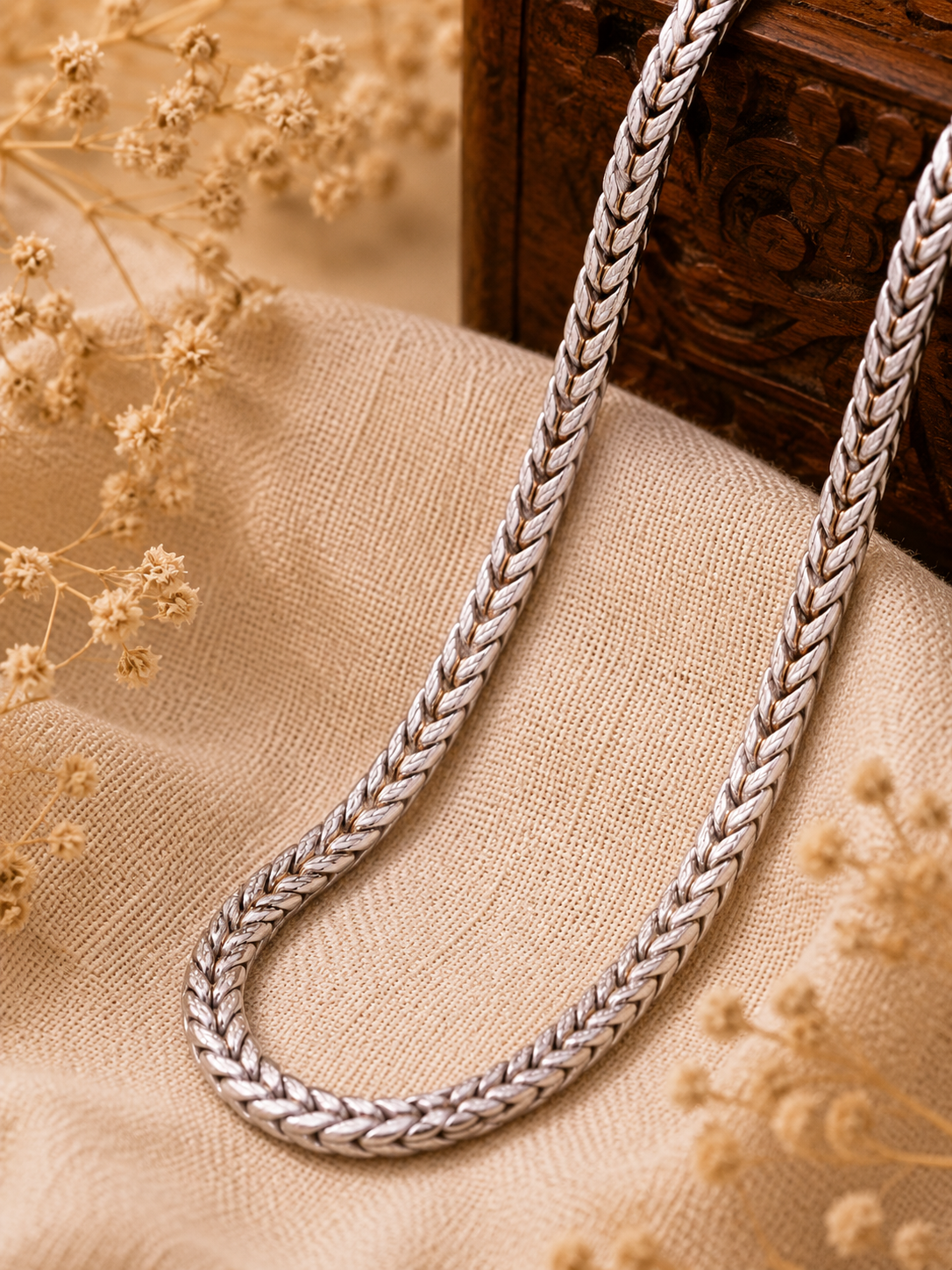 Men's Sterling Silver Wheat Chain