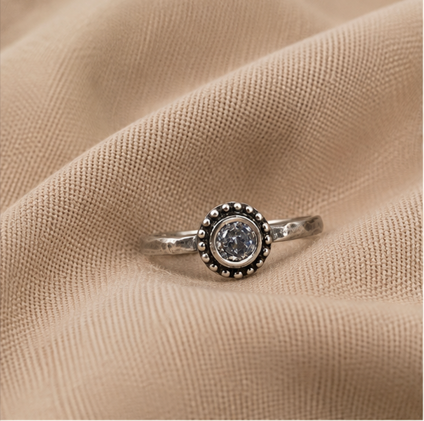Antique Silver Round Stone Toe Ring – Classic Bichhiya