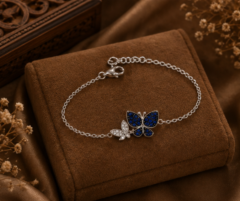 Midnight Butterfly Sterling Silver Bracelet