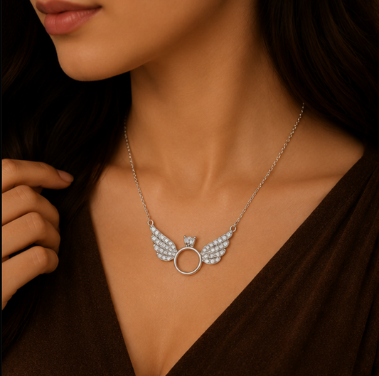 Angel Wing Halo Crystal Necklace