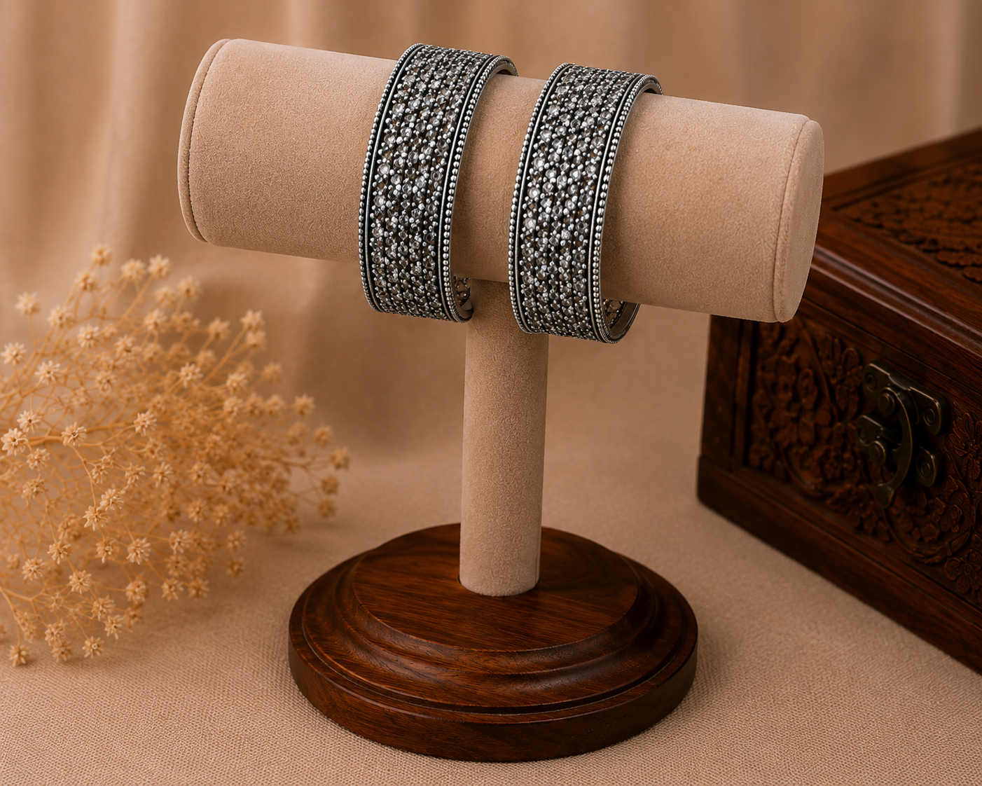 Oxidised Silver Textured Wide Cuff Bracelet