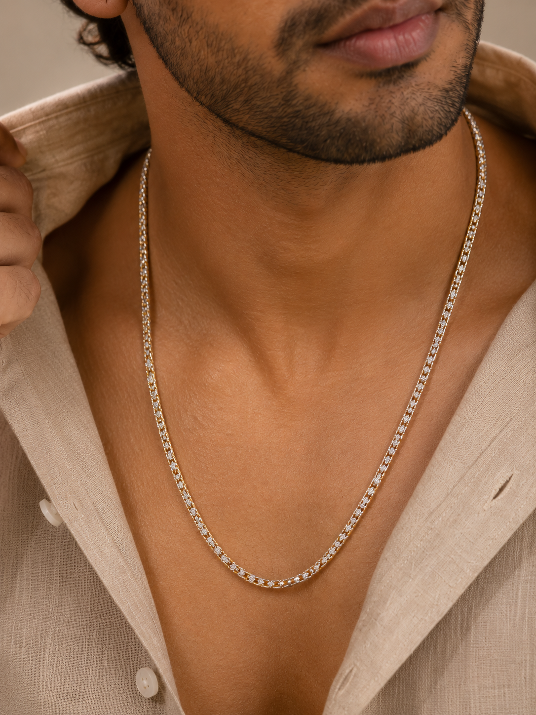 Men's Gold Finish Diamond-Cut Link Chain