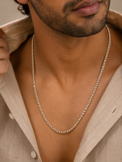 Men's Gold Finish Diamond-Cut Link Chain