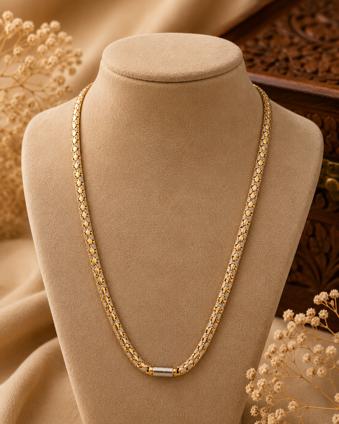 Men's Gold Finish Diamond-Cut Link Chain