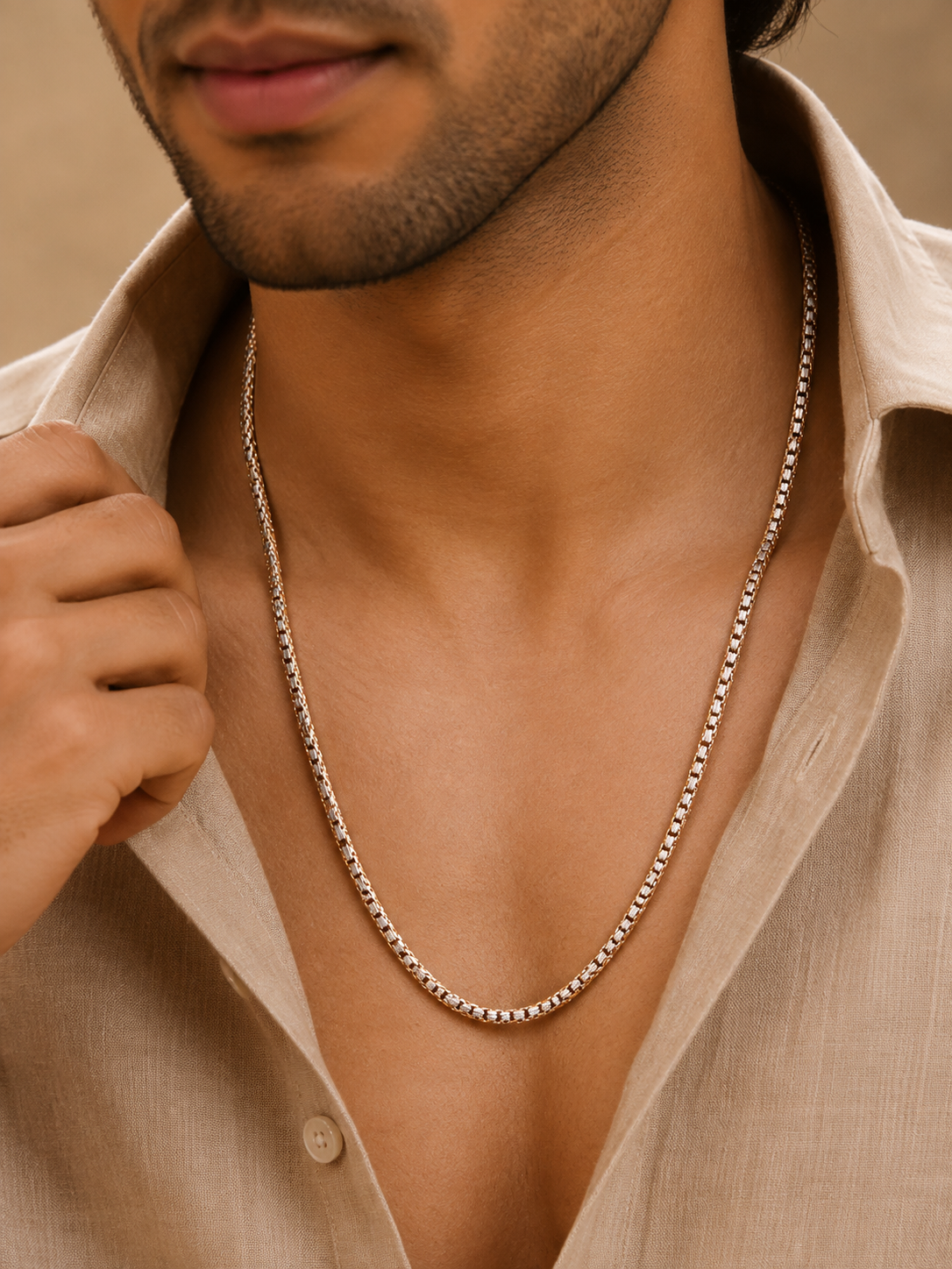 Men's Gold Finish Box Link Chain