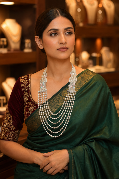 925 Silver Pearl Matar Mala Necklace