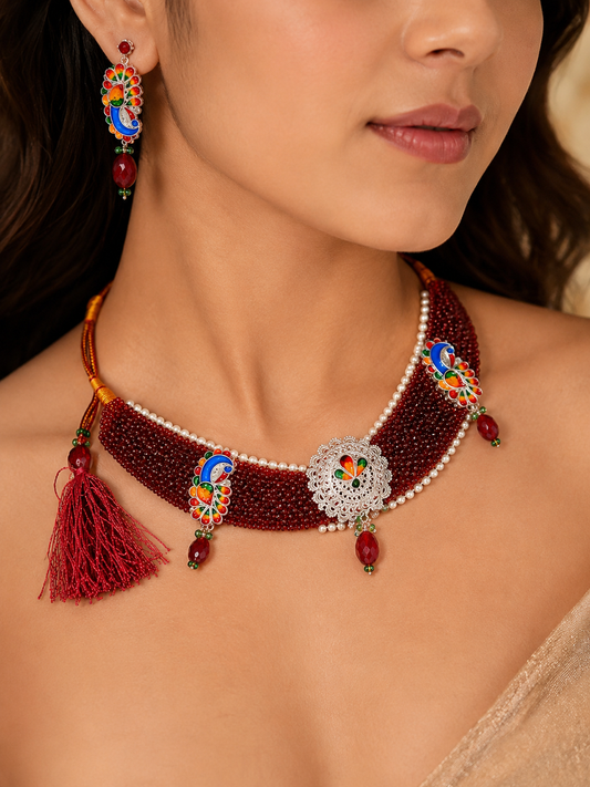 Peacock Galapti Choker Set