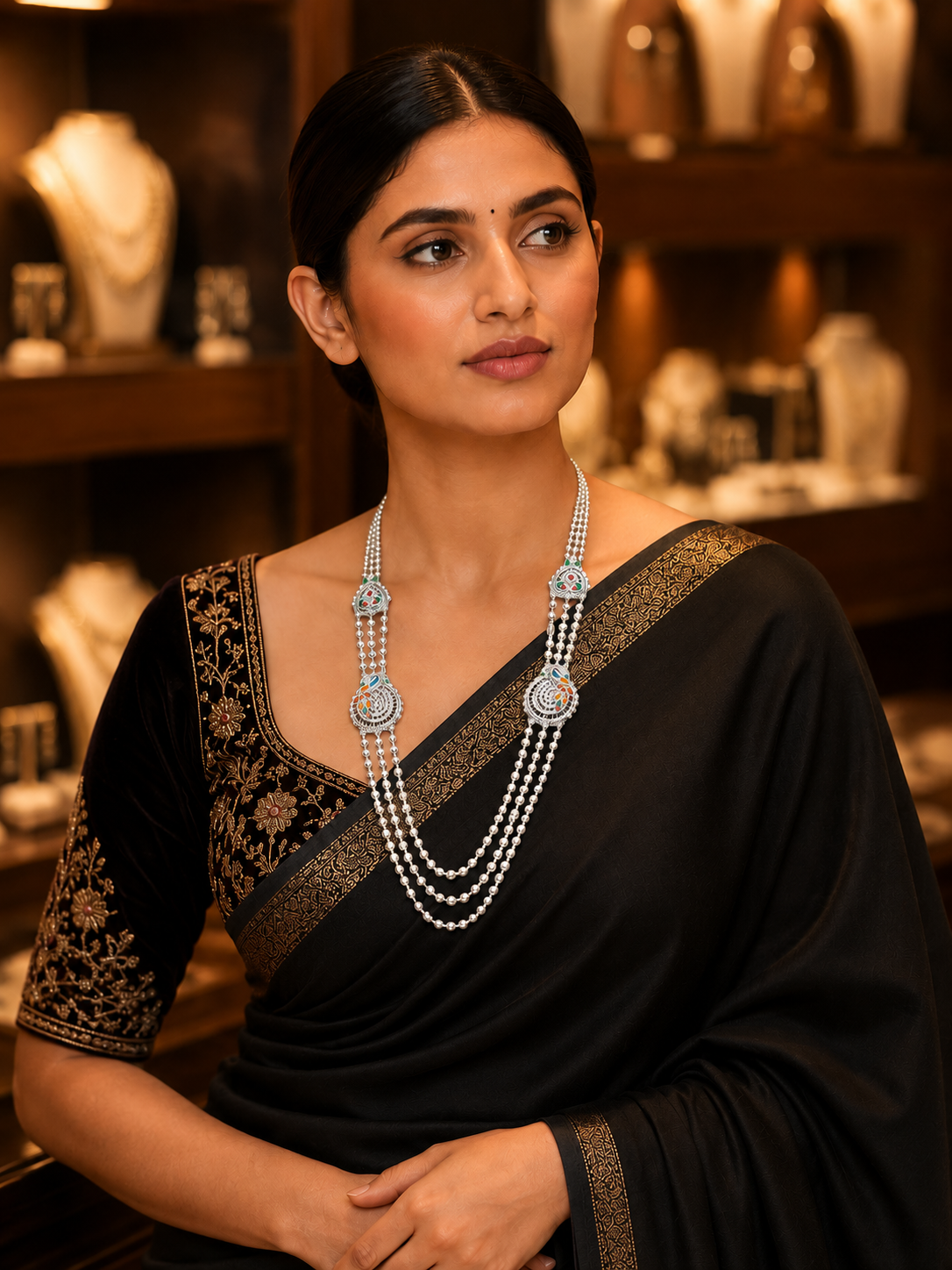 925 Silver Peacock Matar Mala Necklace
