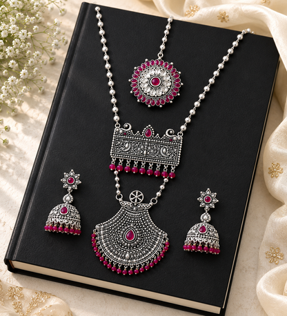 Sterling Silver Pink Necklace Set