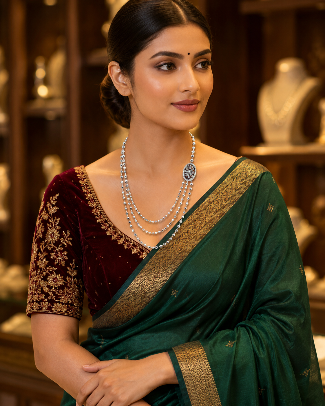 925 Sterling Silver Oxidised Matar Mala Necklace