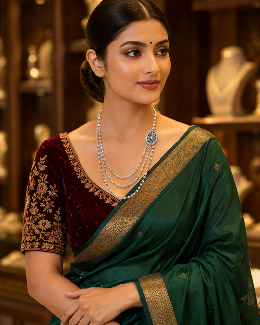 925 Sterling Silver Oxidised Matar Mala Necklace