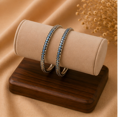Antique Oxidized Silver Dot Border Bangles