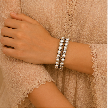 Classic Beaded Oxidized Silver Bangles