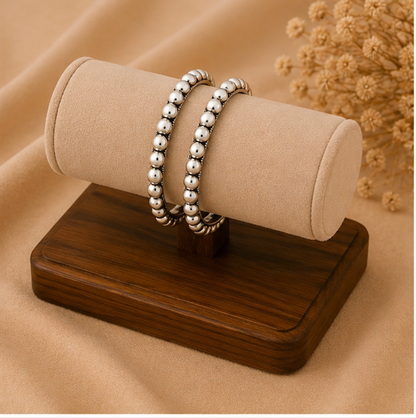 Classic Beaded Oxidized Silver Bangles