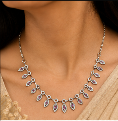 ruby leaf glam neclace