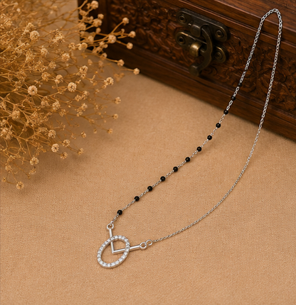 925 Silver Halo Oval Mangalsutra