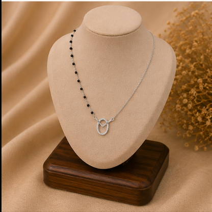 925 Silver Halo Oval Mangalsutra