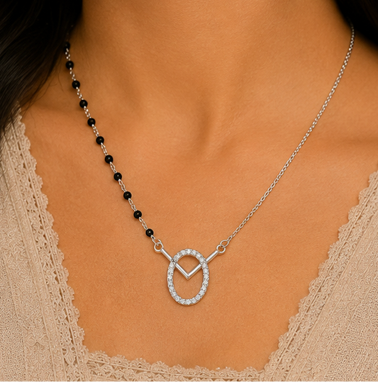 925 Silver Halo Oval Mangalsutra