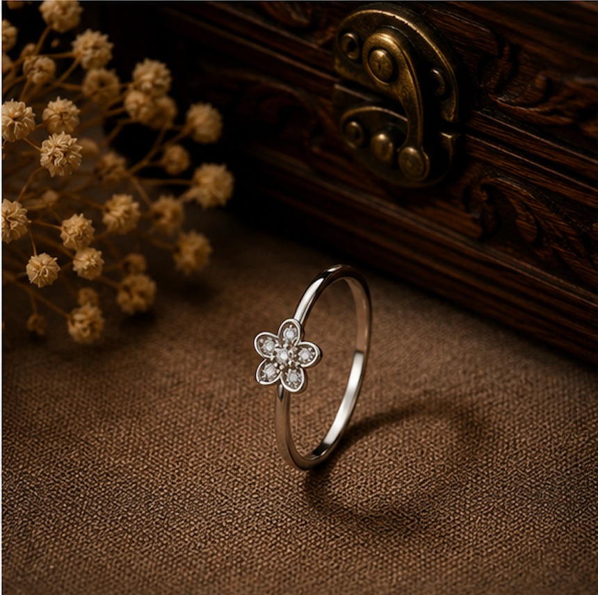 925 Sterling Silver Blossom Spark Ring