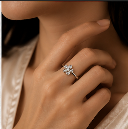 925 Sterling Silver Blossom Spark Ring