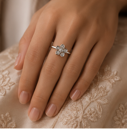 925 Sterling Silver Blossom Spark Ring