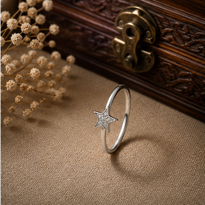 925 Sterling Silver Celestial Star Ring