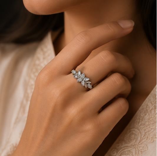925 Sterling Silver Floral Bloom Ring