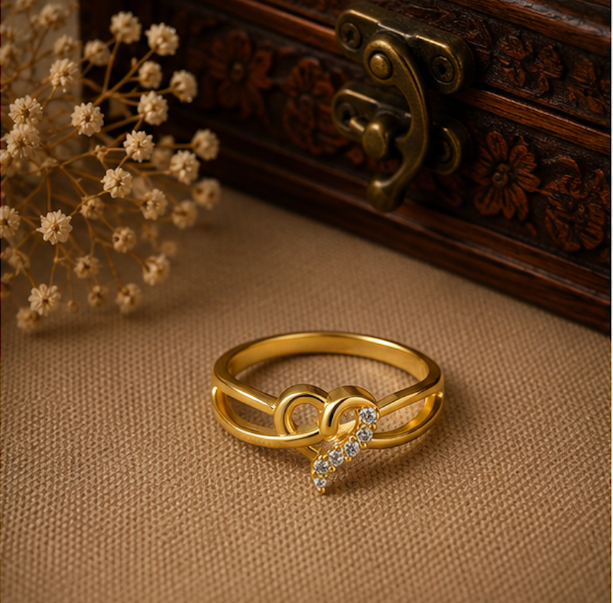 925 Sterling Silver Gold Plated Infinity Sparkle Ring