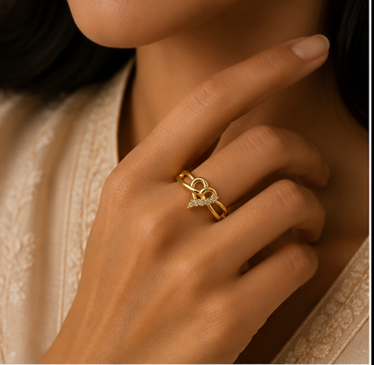 925 Sterling Silver Gold Plated Infinity Sparkle Ring