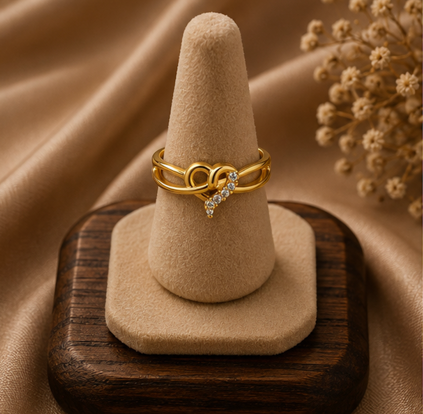 925 Sterling Silver Gold Plated Infinity Sparkle Ring