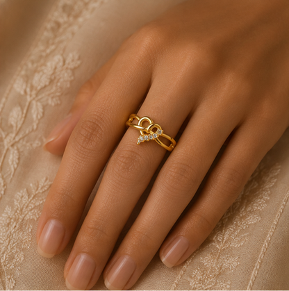 925 Sterling Silver Gold Plated Infinity Sparkle Ring