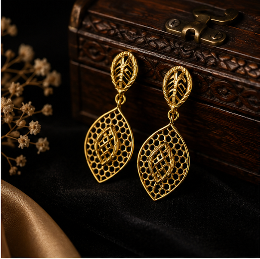 925 Sterling Silver Gold Plated Designer Jhumki Earrings