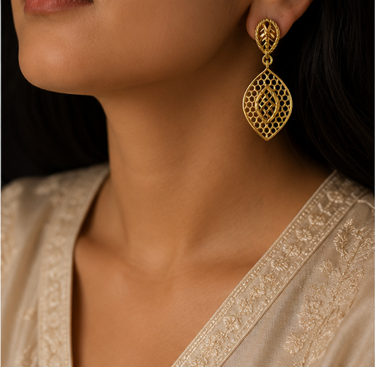 925 Sterling Silver Gold Plated Designer Jhumki Earrings