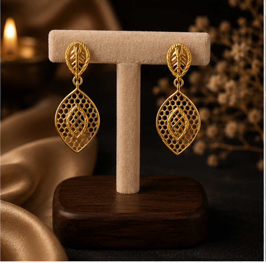 925 Sterling Silver Gold Plated Designer Jhumki Earrings