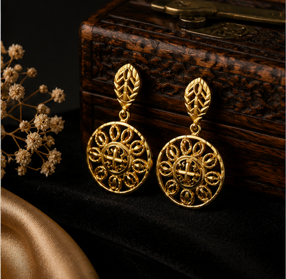 925 Sterling Silver Gold Plated Heritage Filigree Drop Earrings
