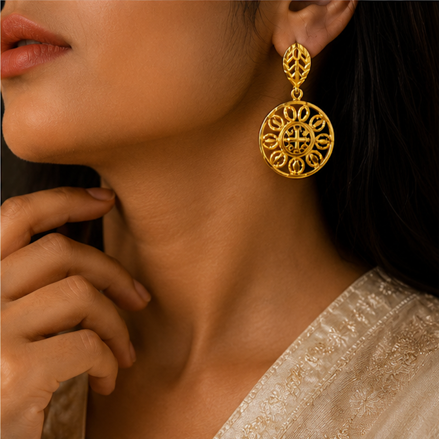 925 Sterling Silver Gold Plated Heritage Filigree Drop Earrings