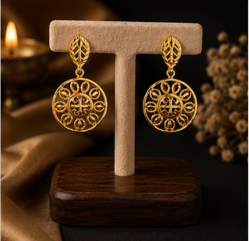 925 Sterling Silver Gold Plated Heritage Filigree Drop Earrings