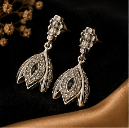 925 Sterling Silver Sparkling Marquise Drop Jhumki Earrings