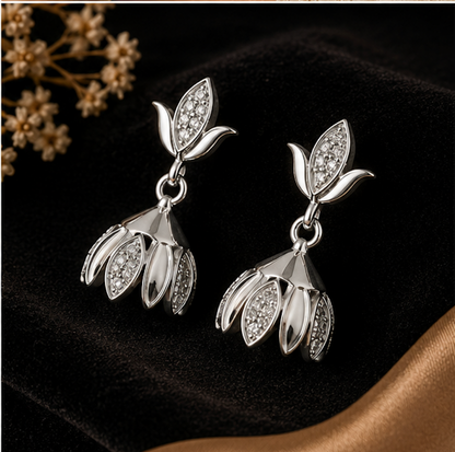 Bloom Grace 925 Sterling Silver Floral Jhumka Earrings