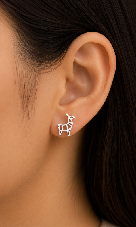 Geometric Deer Stud Earrings