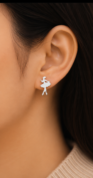 Graceful Ballerina Stud Earrings