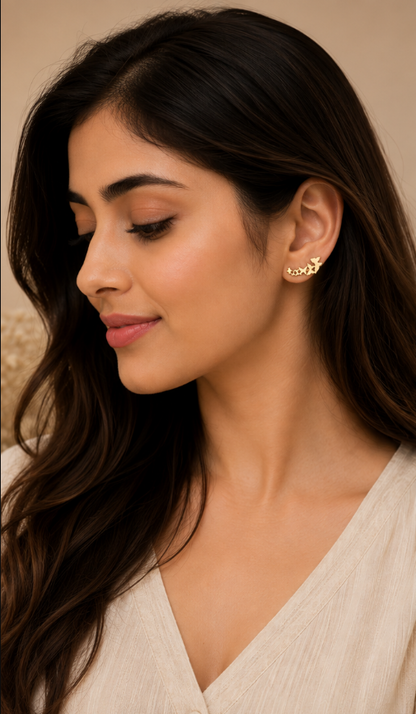 Celestial Star & Butterfly Ear Climber Earrings