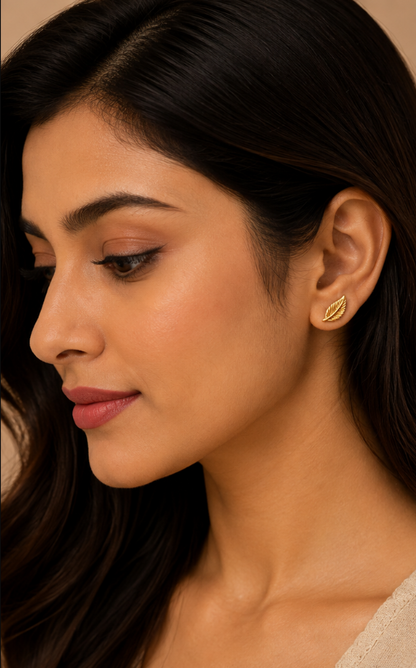 Golden Leaf Elegance Stud Earrings