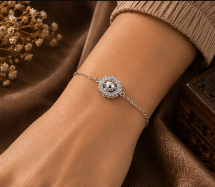 Celestial Halo Sterling Silver Bracelet