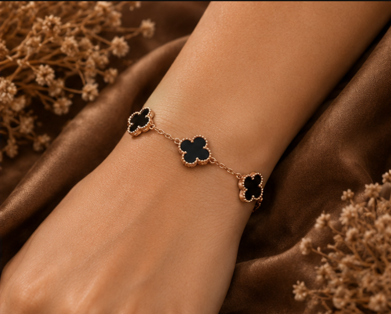Noir Clover Rose Gold Bracelet