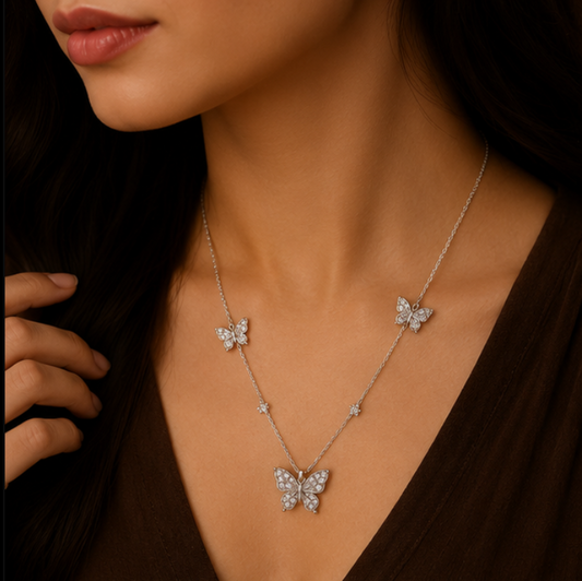 Butterfly Garden Crystal Layered Necklace