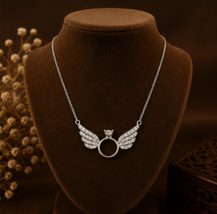 Angel Wing Halo Crystal Necklace