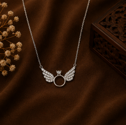 Angel Wing Halo Crystal Necklace
