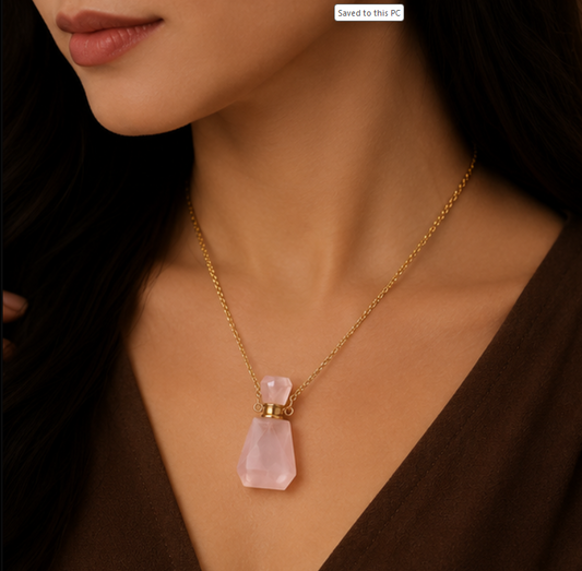 Rosé Crystal Perfume Bottle Necklace