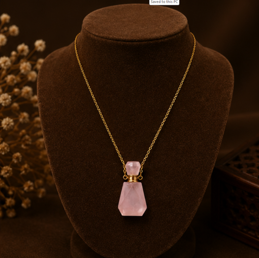 Rosé Crystal Perfume Bottle Necklace